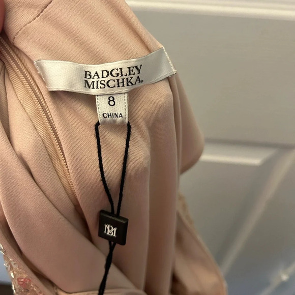 ! Badgley Mischka Asymmetric Draped Sequin Mermaid Gown - Picture 6 of 7